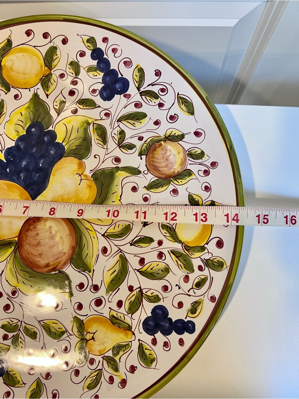 Vtg Italian Pottery Hand Painted Fruit Wall Plate 14” Santo Stefano di Camastra - Picture 8 of 8